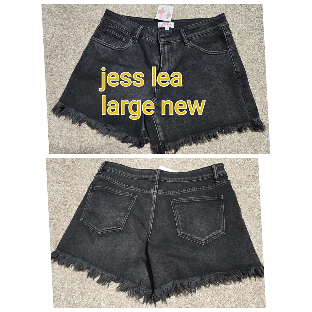 Jess Lea Women's Charcoal Frayed Denim Shorts